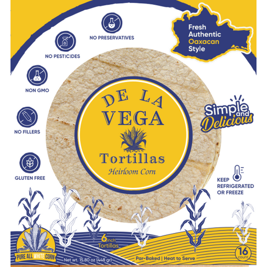 De La Vega Fresh White Heirloom Corn Tortillas